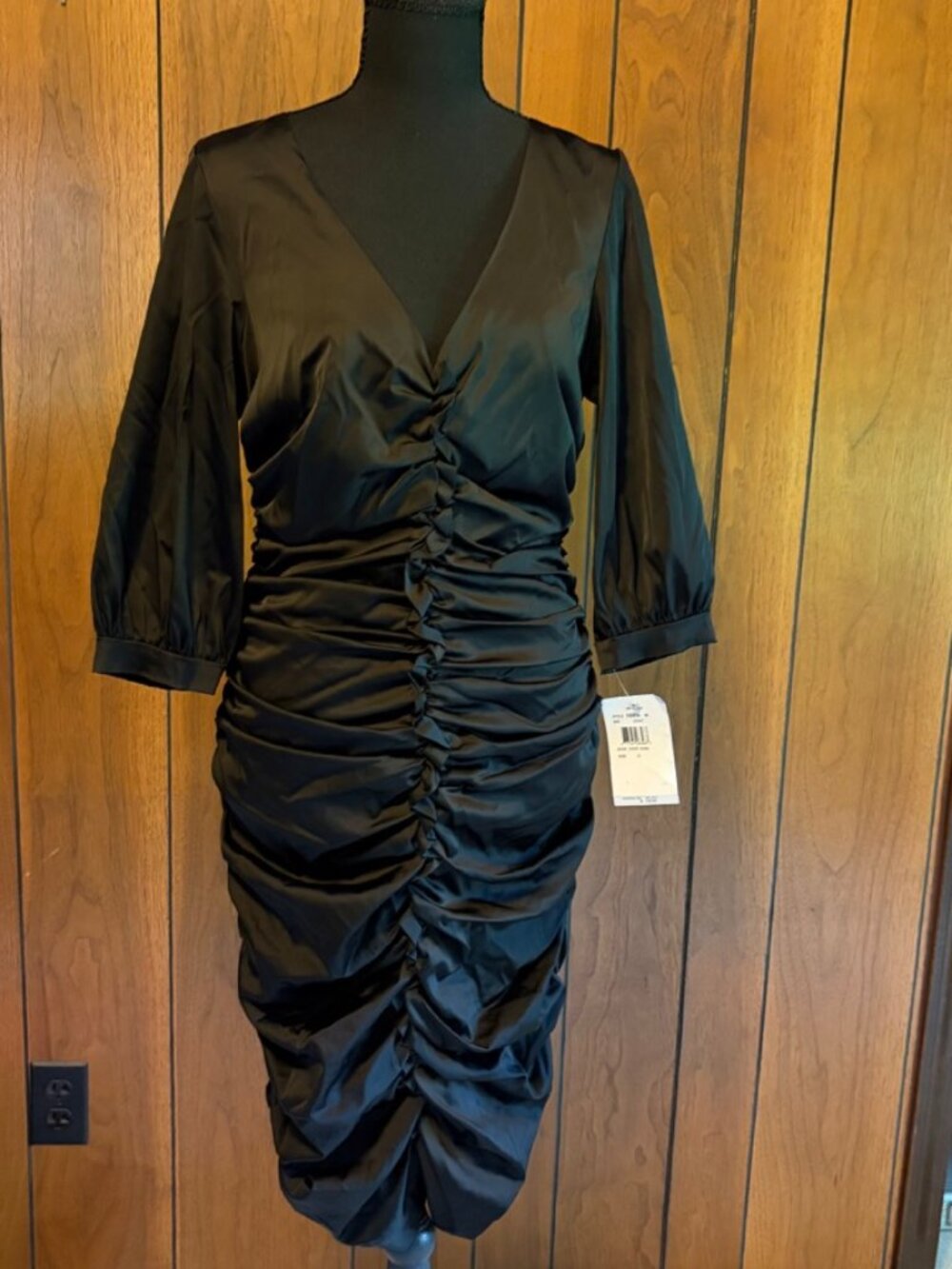 Nicole Miller Black Ruched Cocktail Dress NWT
